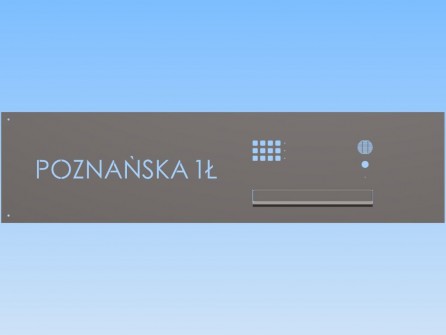 Projekt skrzynki z napisem i zagiętym panelem przednim