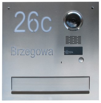 Stalowa skrzynka Verona z wideodomofonem Kenwei i napisem
